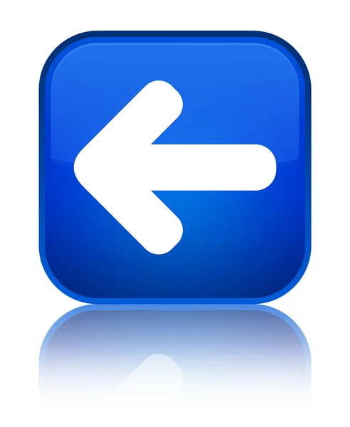 Pfeil-Symbol zurück blau glänzende quadratische Taste — Stockfoto