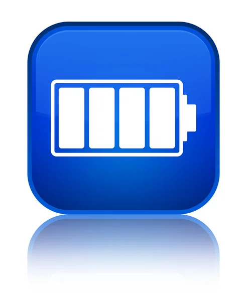 Battery icon shiny blue square button — Stock Photo, Image