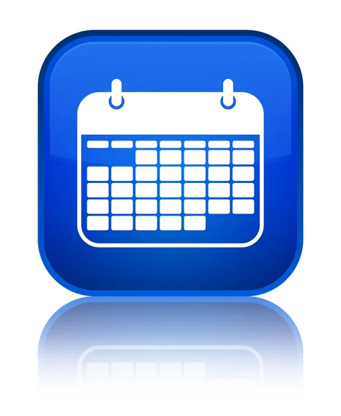 カレンダー アイコン光沢のある青い正方形ボタン — ストック写真