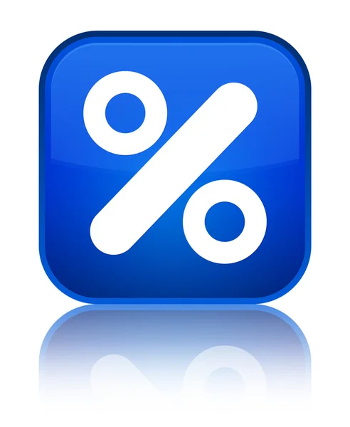 Discount icon shiny blue square button — Stock Photo, Image