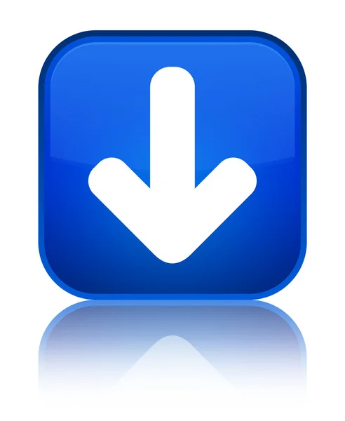 Download arrow icon shiny blue square button — Stock Photo, Image