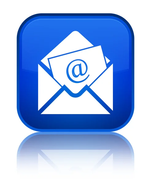 Ενημερωτικό δελτίο ηλεκτρονικού ταχυδρομείου εικονίδιο λαμπερό μπλε τετράγωνο κουμπί — Φωτογραφία Αρχείου