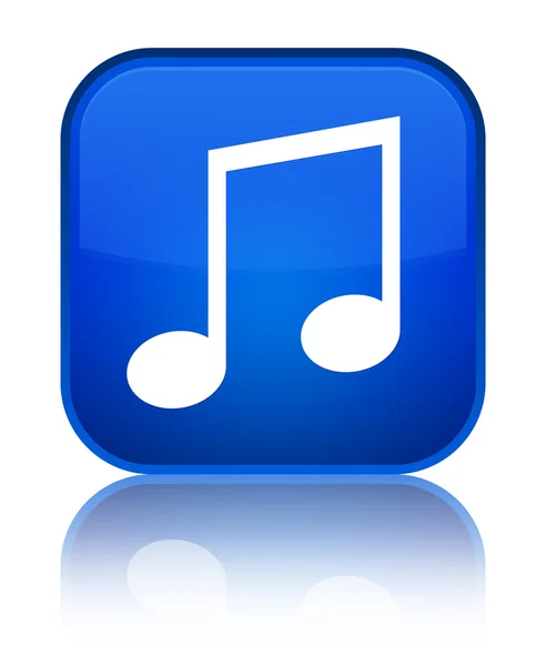 Zene ikon fényes kék négyzet gomb — Stock Fotó