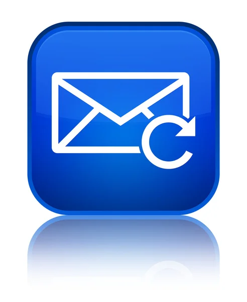Refresh email icon shiny blue square button — Stock Photo, Image