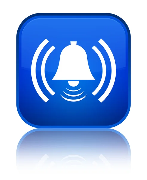 Alarm icon shiny blue square button — Stock Photo, Image