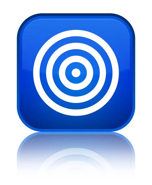 Ícone de destino azul brilhante botão quadrado — Fotografia de Stock