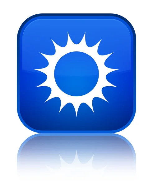 Icono del sol azul brillante botón cuadrado —  Fotos de Stock