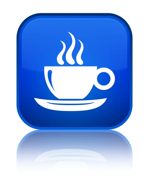 Taza de café icono azul brillante botón cuadrado —  Fotos de Stock