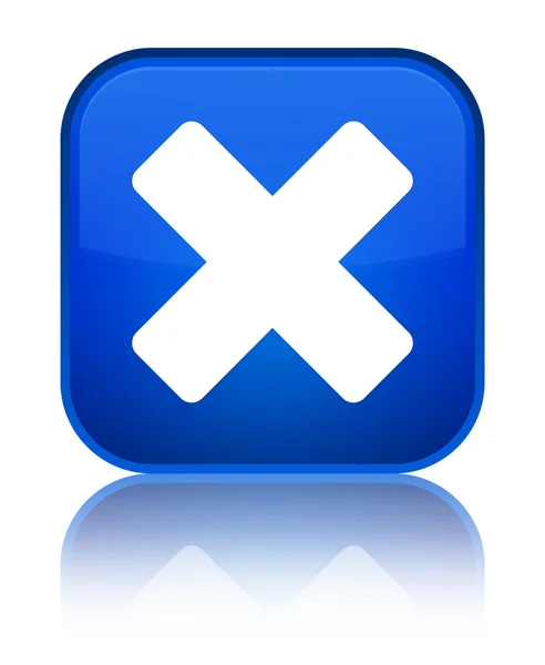 Cancella icona pulsante quadrato blu lucido — Foto Stock