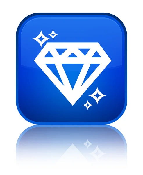 Diamond icon shiny blue square button — Stock Photo, Image