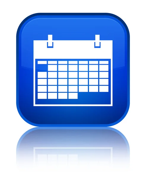 Icona del calendario pulsante quadrato blu lucido — Foto Stock