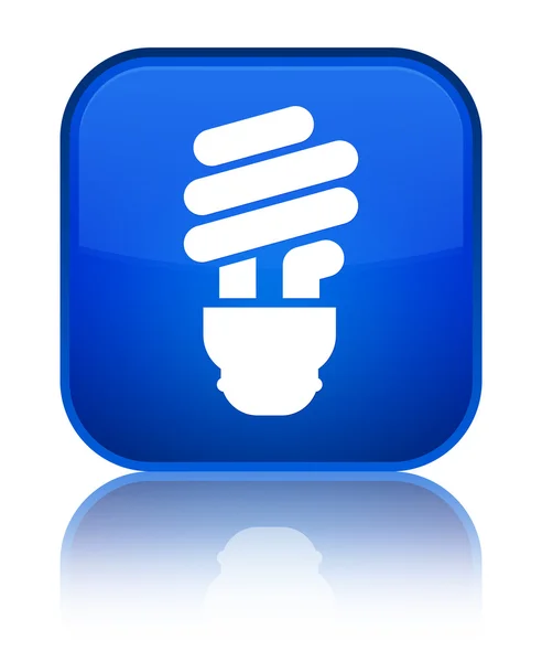 Icono bombilla azul brillante botón cuadrado —  Fotos de Stock
