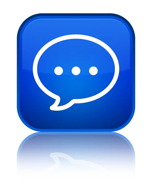 Bąbelek ikona błyszczący niebieski kwadrat przycisk mów-Talk — Zdjęcie stockowe