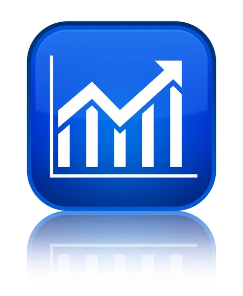 Icono de estadísticas azul brillante botón cuadrado — Foto de Stock