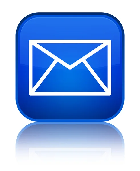 Ícone de e-mail azul brilhante botão quadrado — Fotografia de Stock