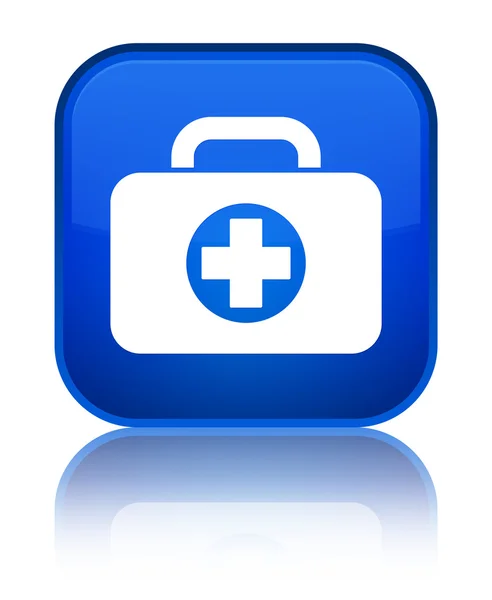 Піктограма набору першої допомоги блискуча синя квадратна кнопка — стокове фото