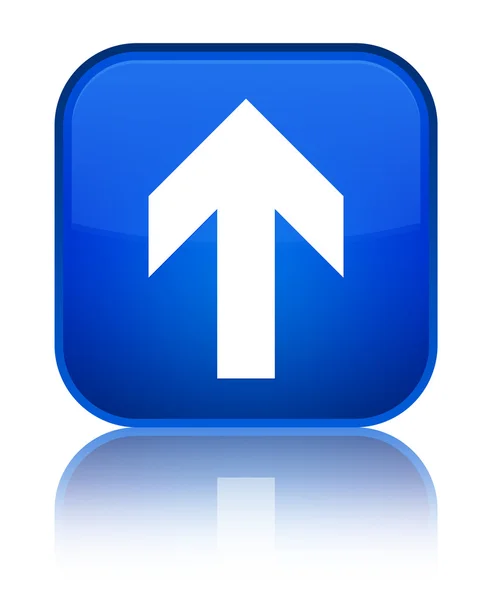 업로드 화살표 아이콘 빛나는 파란색 사각형 버튼 — 스톡 사진