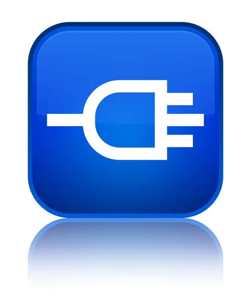 Connect icon shiny blue square button — Stock Photo, Image