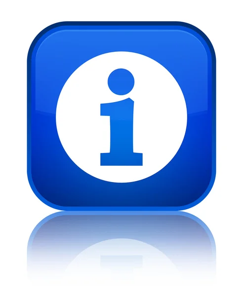 Info glanzende blauwe vierkante knoop van het pictogram — Stockfoto