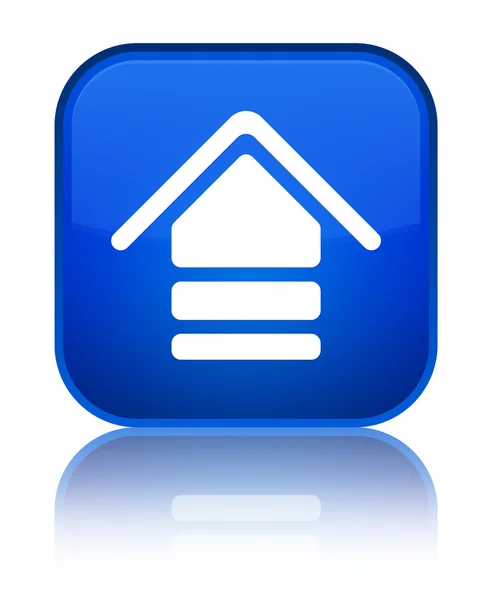 Glanzende blauwe vierkante knoop van het pictogram uploaden — Stockfoto