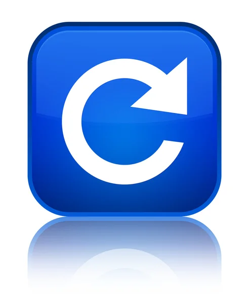 응답 회전 아이콘 빛나는 파란색 사각형 버튼 — 스톡 사진