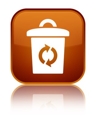 Çöp kutusu simgesini parlak kahverengi kare düğme