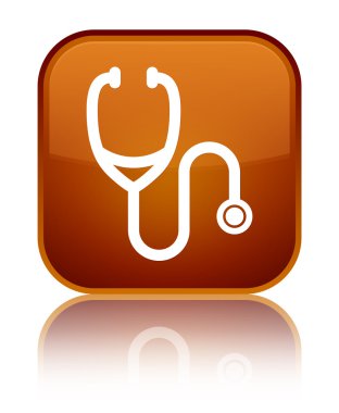 Stetoskop kutsal kişilerin resmi parlak kahverengi kare düğme