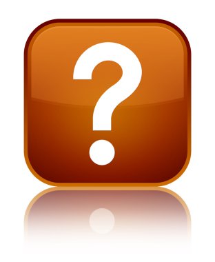 Soru işareti simgesi parlak kahverengi kare düğme