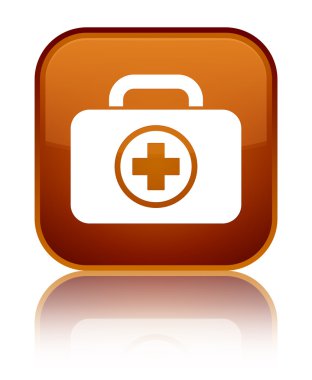 İlk yardım kiti kutsal kişilerin resmi parlak kahverengi kare düğme