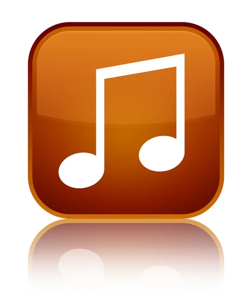 Icona musicale pulsante quadrato marrone lucido — Foto Stock