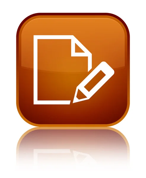 Кнопка редактирования значка документа светло-коричневого квадрата — стоковое фото