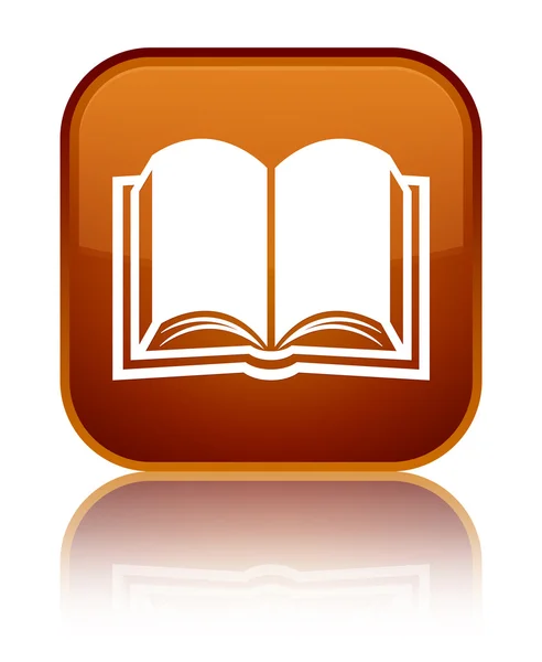 Ícone do livro botão quadrado marrom brilhante — Fotografia de Stock
