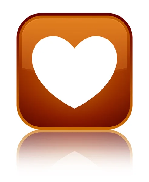 Значок серця блискуча коричнева квадратна кнопка — стокове фото