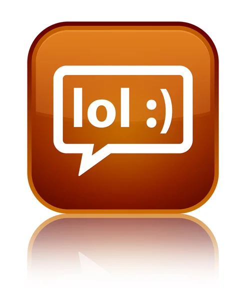 LOL bubble icon shiny brown square button — Stock Photo, Image