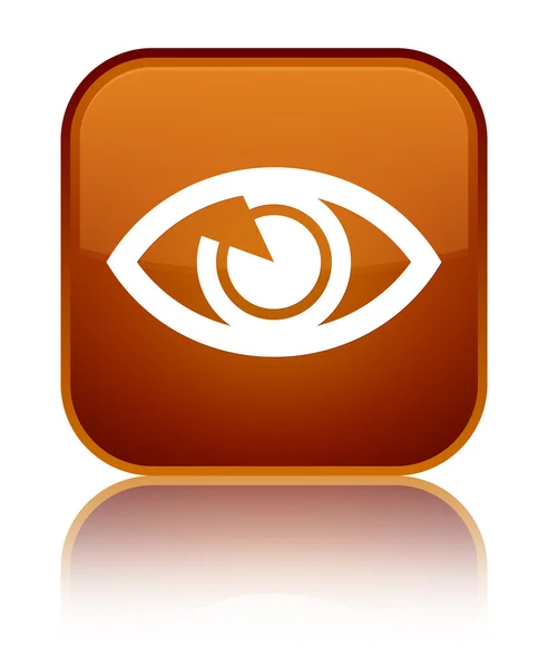 Ícone do olho brilhante botão quadrado marrom — Fotografia de Stock