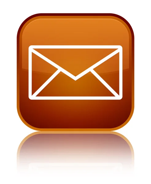 Email icon shiny brown square button — Stock Photo, Image