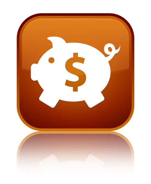 Piggy bank (dollar sign) icon shiny brown square button — Stock Photo, Image