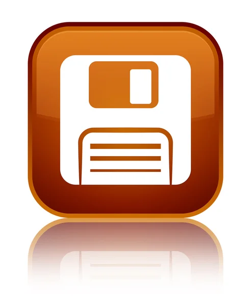 Floppy disk icon shiny brown square button — Stock Photo, Image