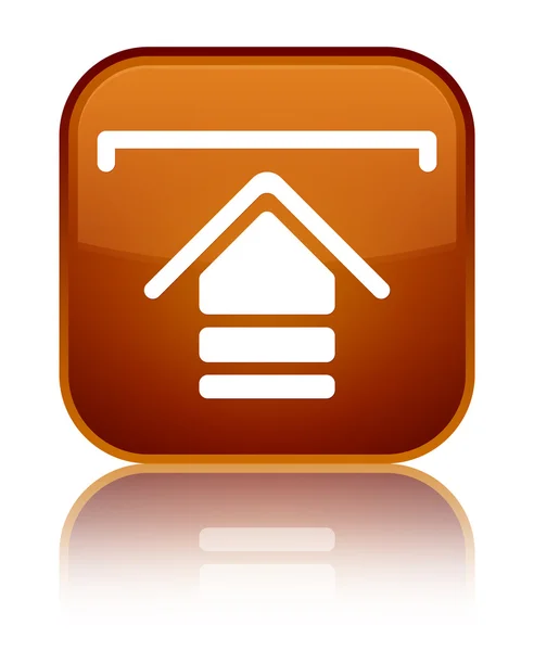 Upload icon shiny brown square button — Stock Photo, Image