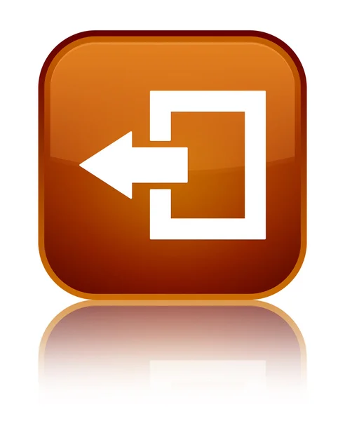 Logout ikona błyszczące brązowy kwadratowy przycisk — Zdjęcie stockowe