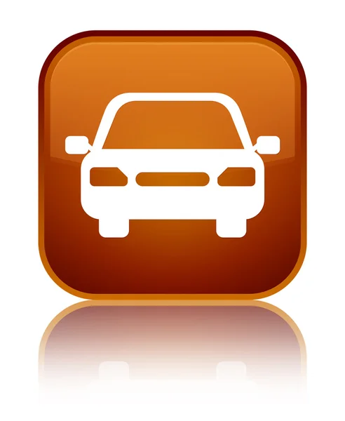 車のアイコン光沢のある茶色の正方形ボタン — ストック写真