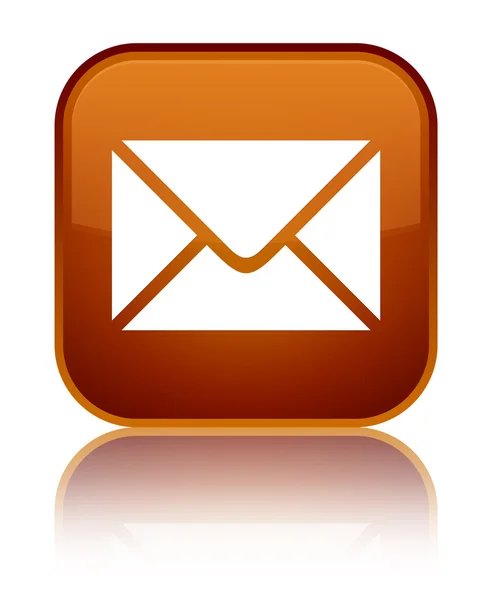 电子邮件图标有光泽的褐色方形按钮 — 图库照片