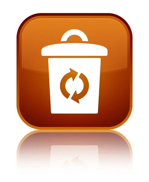 Trash icon shiny brown square button — Stock Photo, Image