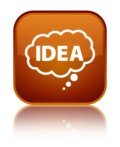 Idea bubble icon shiny brown square button — Stock Photo, Image
