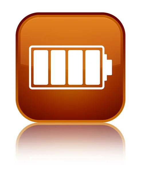 Przycisk □ brązowy ikona błyszczący baterii — Zdjęcie stockowe