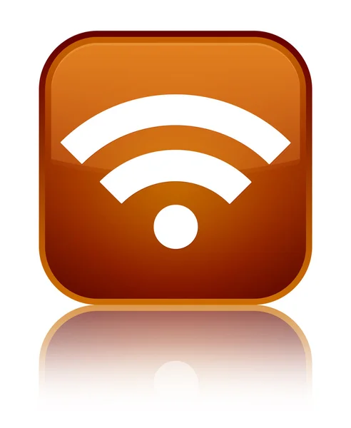 Wifi icon shiny brown square button — Stock Photo, Image