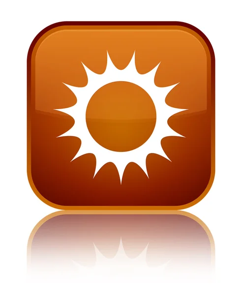 Sun icon shiny brown square button — Stock Photo, Image