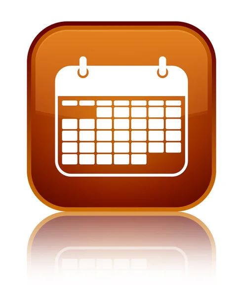 Icono del calendario brillante botón cuadrado marrón — Foto de Stock