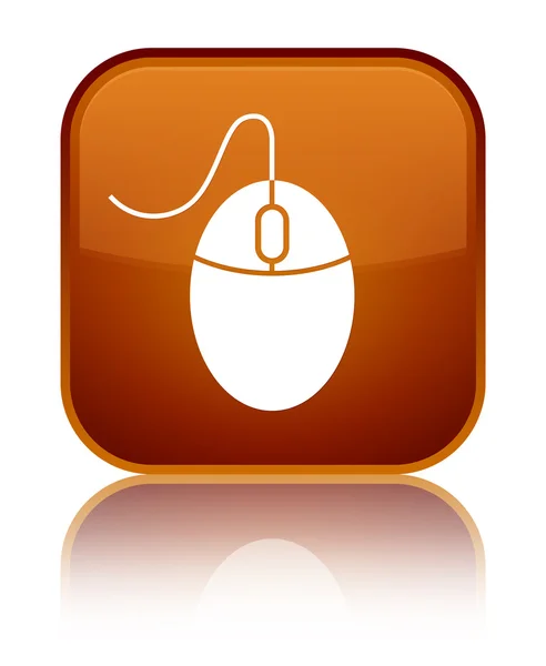 Icono del ratón brillante botón cuadrado marrón —  Fotos de Stock