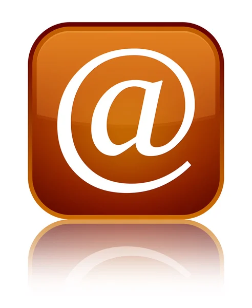 Ícone de endereço de e-mail brilhante botão quadrado marrom — Fotografia de Stock